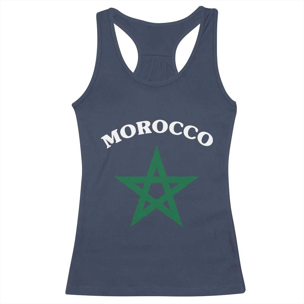 Morocco Pride Flag Star Racerback Tank Top Patriotic Moroccan Heritage Souvenir TS02 Navy Print Your Wear