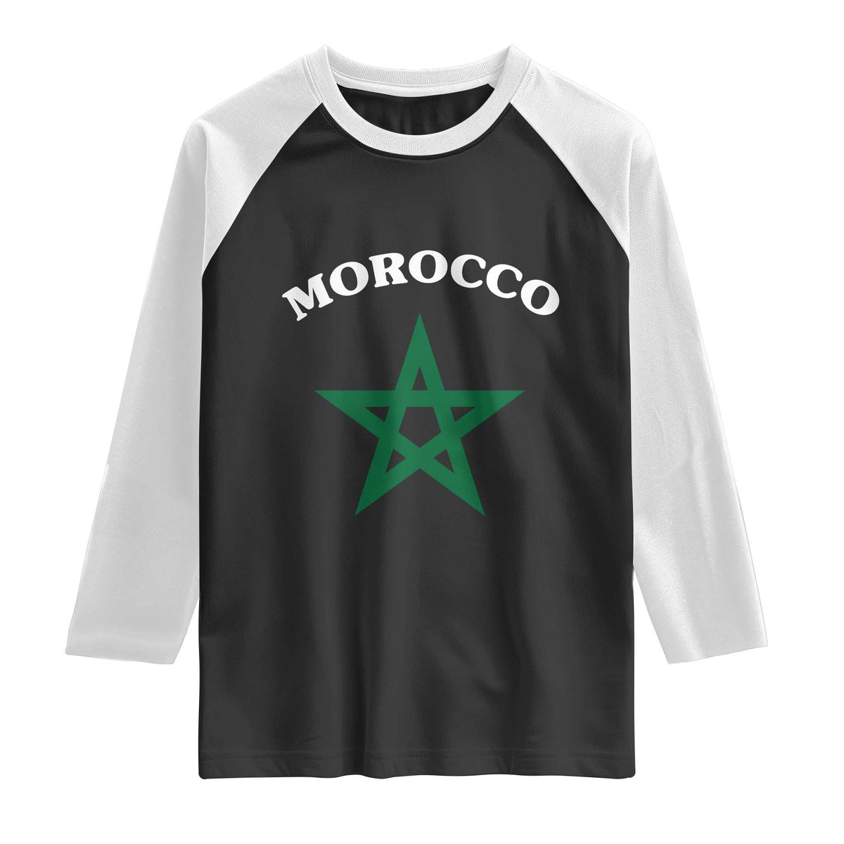 Morocco Pride Flag Star Raglan Shirt Patriotic Moroccan Heritage Souvenir TS02 Black White Print Your Wear