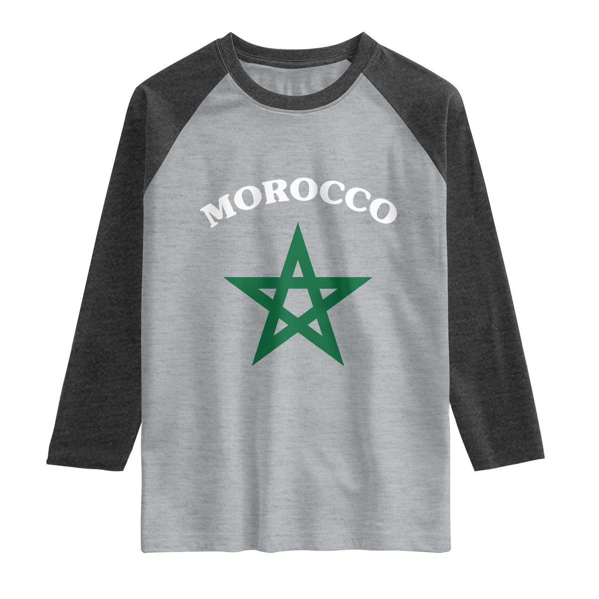 Morocco Pride Flag Star Raglan Shirt Patriotic Moroccan Heritage Souvenir TS02 Heather Gray Heather Charcoal Print Your Wear