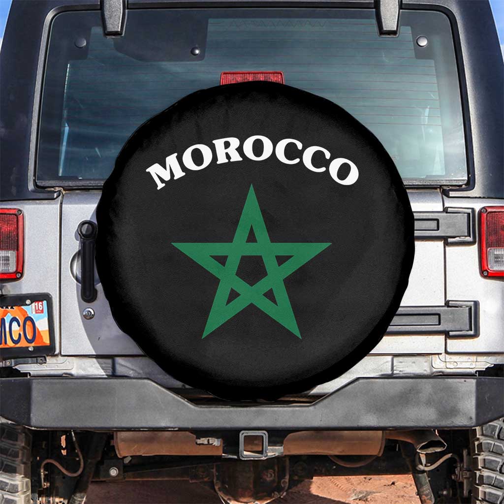 Morocco Pride Flag Star Spare Tire Cover Patriotic Moroccan Heritage Souvenir TS02 No hole Black Print Your Wear