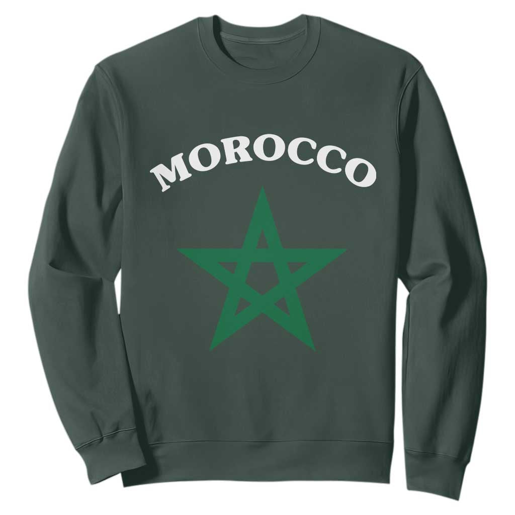 Morocco Pride Flag Star Sweatshirt Patriotic Moroccan Heritage Souvenir TS02 Dark Forest Green Print Your Wear