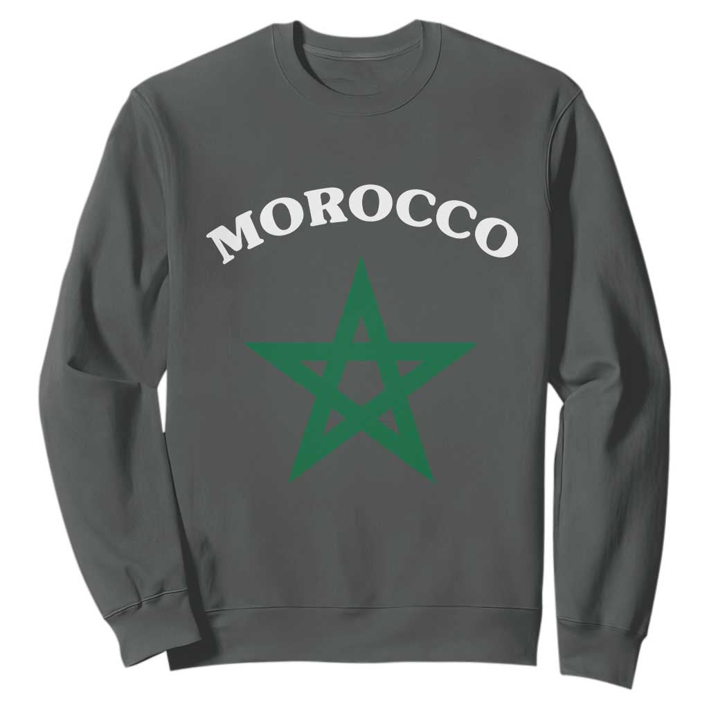 Morocco Pride Flag Star Sweatshirt Patriotic Moroccan Heritage Souvenir TS02 Dark Heather Print Your Wear