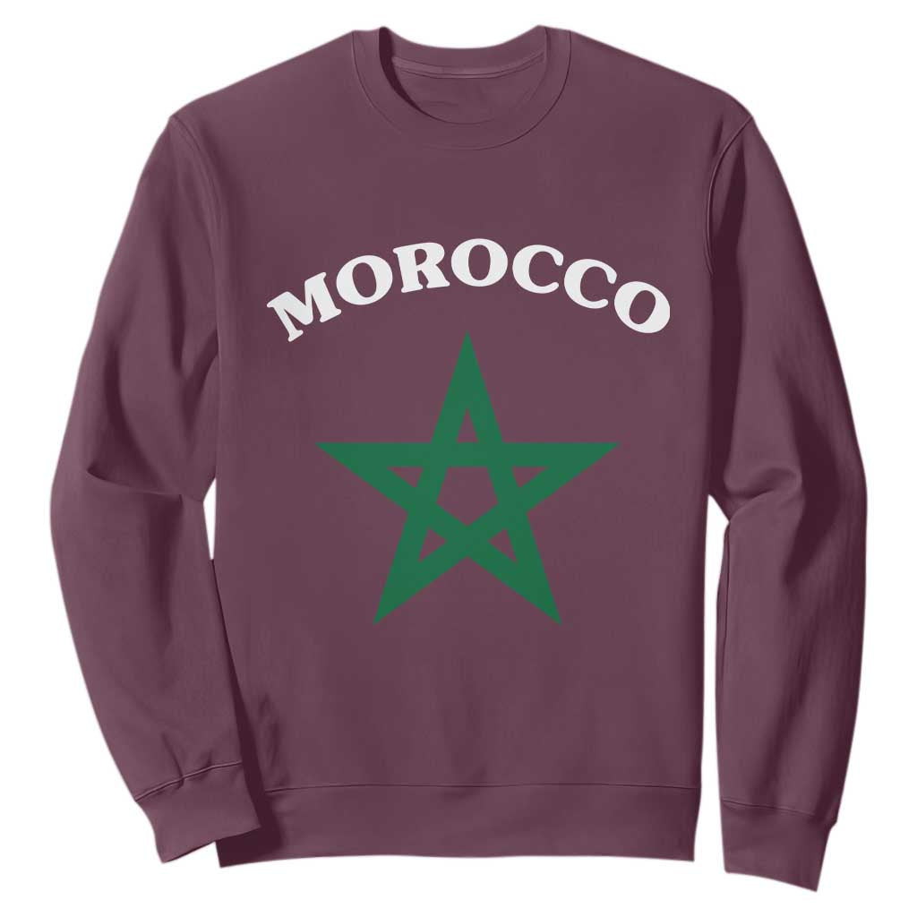 Morocco Pride Flag Star Sweatshirt Patriotic Moroccan Heritage Souvenir TS02 Maroon Print Your Wear