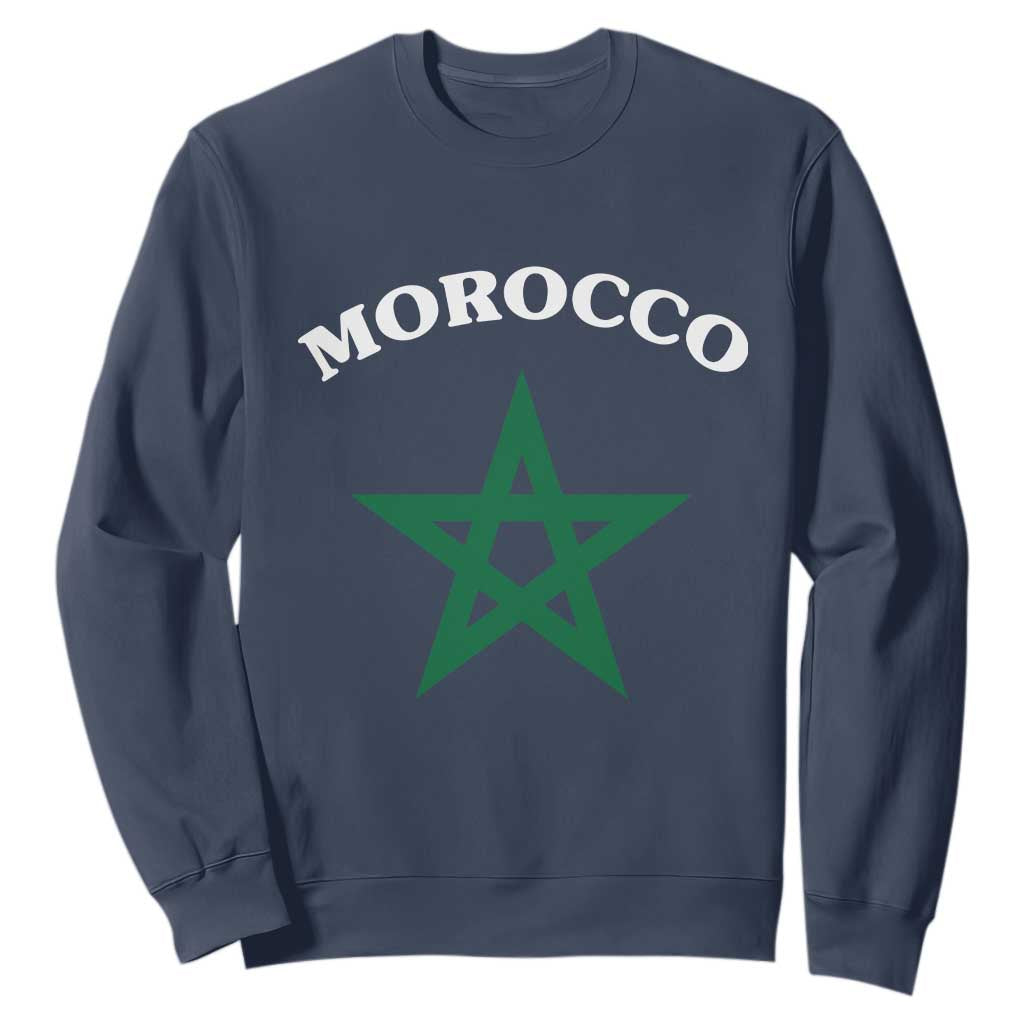 Morocco Pride Flag Star Sweatshirt Patriotic Moroccan Heritage Souvenir TS02 Navy Print Your Wear