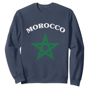 Morocco Pride Flag Star Sweatshirt Patriotic Moroccan Heritage Souvenir TS02 Navy Print Your Wear