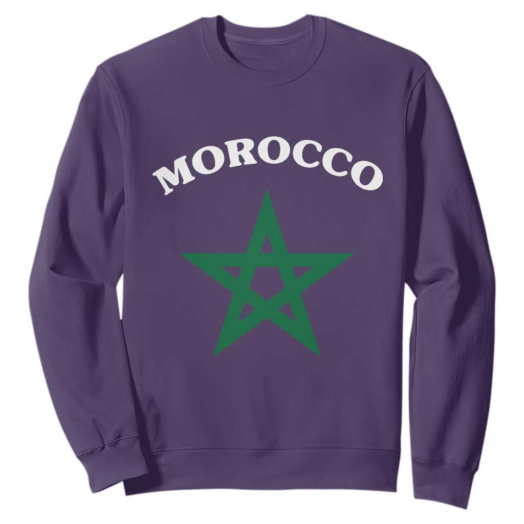 Morocco Pride Flag Star Sweatshirt Patriotic Moroccan Heritage Souvenir TS02 Purple Print Your Wear