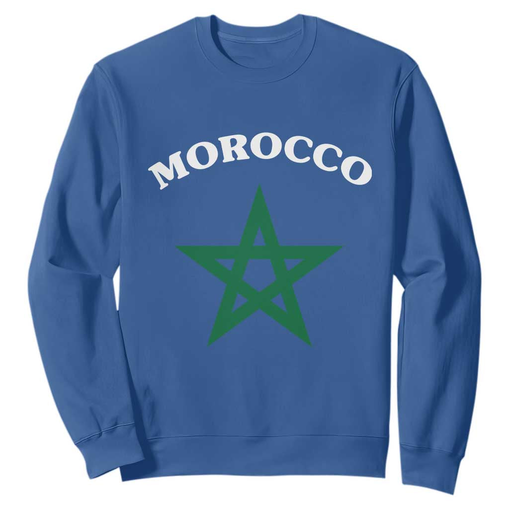 Morocco Pride Flag Star Sweatshirt Patriotic Moroccan Heritage Souvenir TS02 Royal Blue Print Your Wear