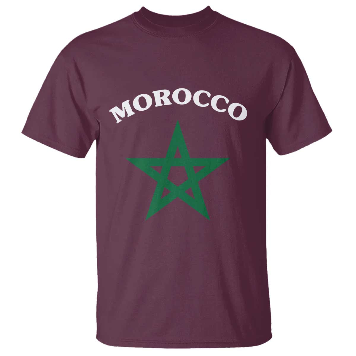Morocco Pride Flag Star T Shirt Patriotic Moroccan Heritage Souvenir TS02 Maroon Print Your Wear
