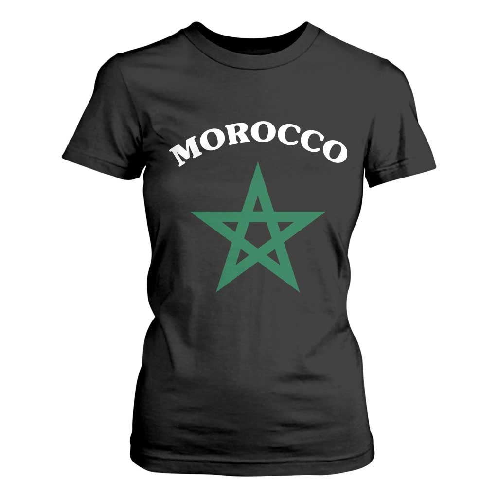 Morocco Pride Flag Star T Shirt For Women Patriotic Moroccan Heritage Souvenir TS02 Black Print Your Wear