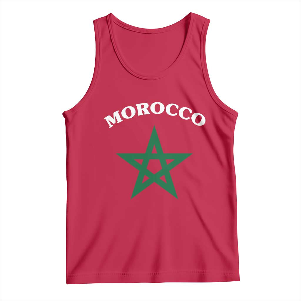 Morocco Pride Flag Star Tank Top Patriotic Moroccan Heritage Souvenir TS02 Red Print Your Wear