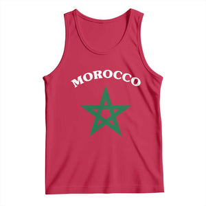 Morocco Pride Flag Star Tank Top Patriotic Moroccan Heritage Souvenir TS02 Red Print Your Wear