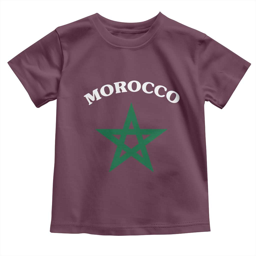 Morocco Pride Flag Star Toddler T Shirt Patriotic Moroccan Heritage Souvenir TS02 Maroon Print Your Wear