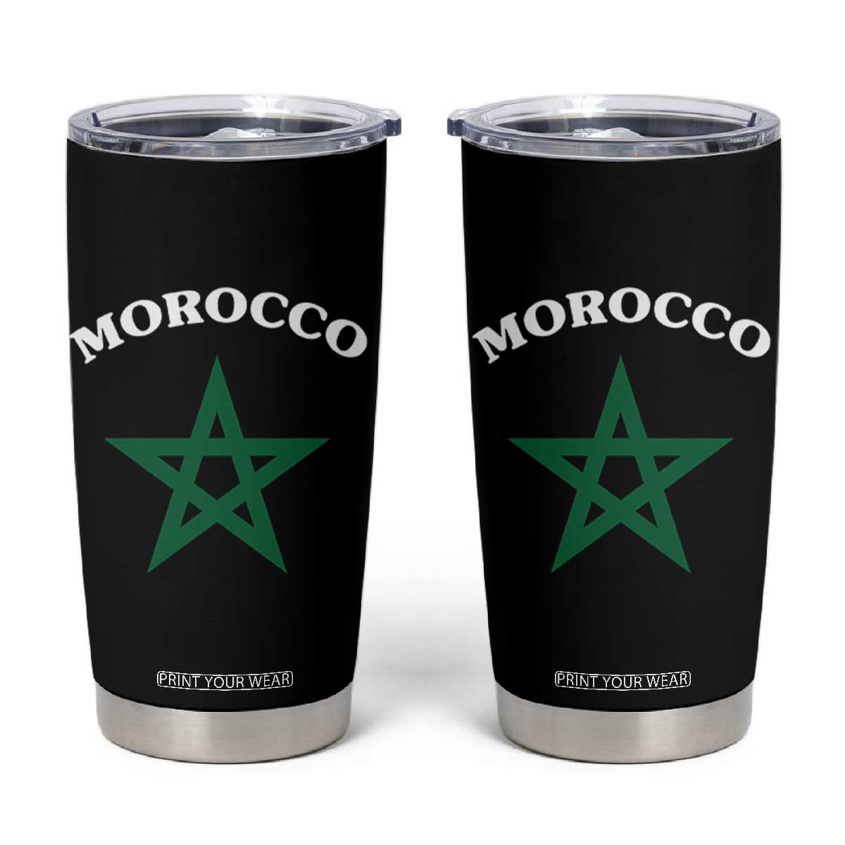 Morocco Pride Flag Star Tumbler Cup Patriotic Moroccan Heritage Souvenir TS02 Black Print Your Wear