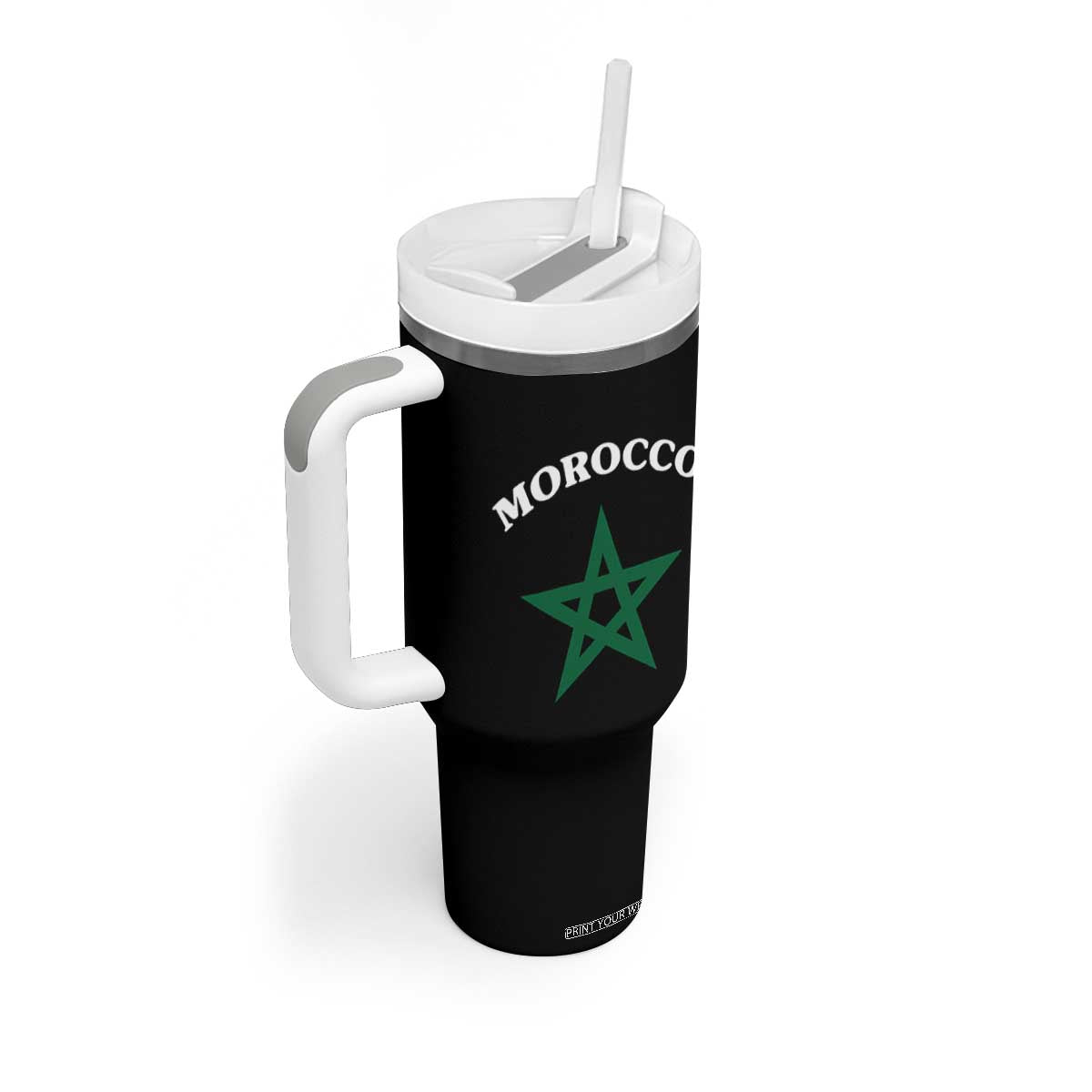 Morocco Pride Flag Star Tumbler With Handle Patriotic Moroccan Heritage Souvenir TS02 Print Your Wear