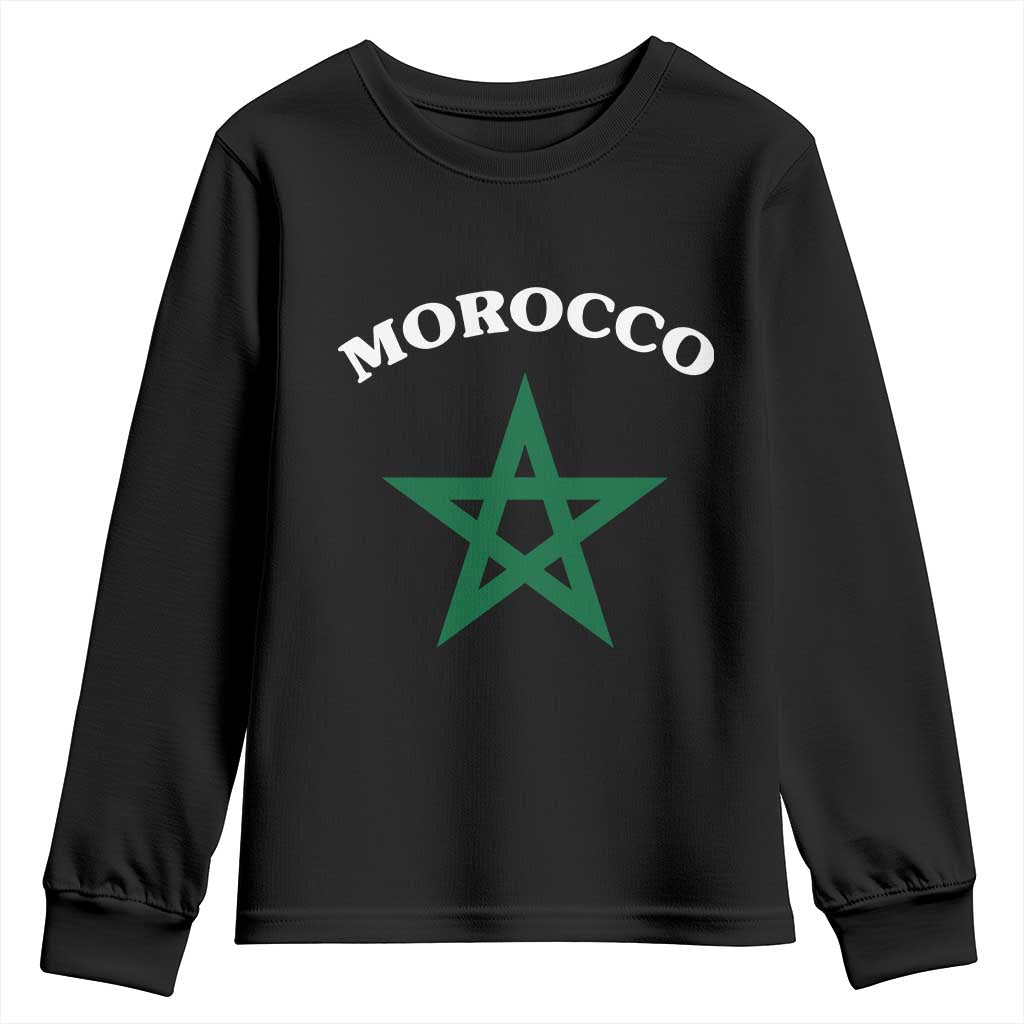 Morocco Pride Flag Star Youth Sweatshirt Patriotic Moroccan Heritage Souvenir TS02 Black Print Your Wear