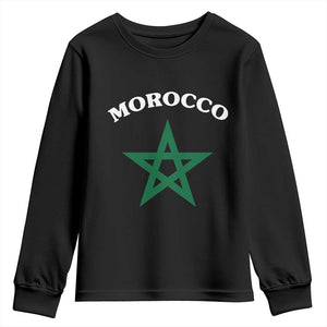Morocco Pride Flag Star Youth Sweatshirt Patriotic Moroccan Heritage Souvenir TS02 Black Print Your Wear