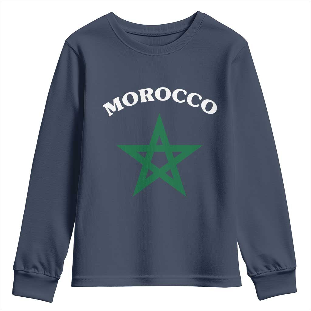 Morocco Pride Flag Star Youth Sweatshirt Patriotic Moroccan Heritage Souvenir TS02 Navy Print Your Wear