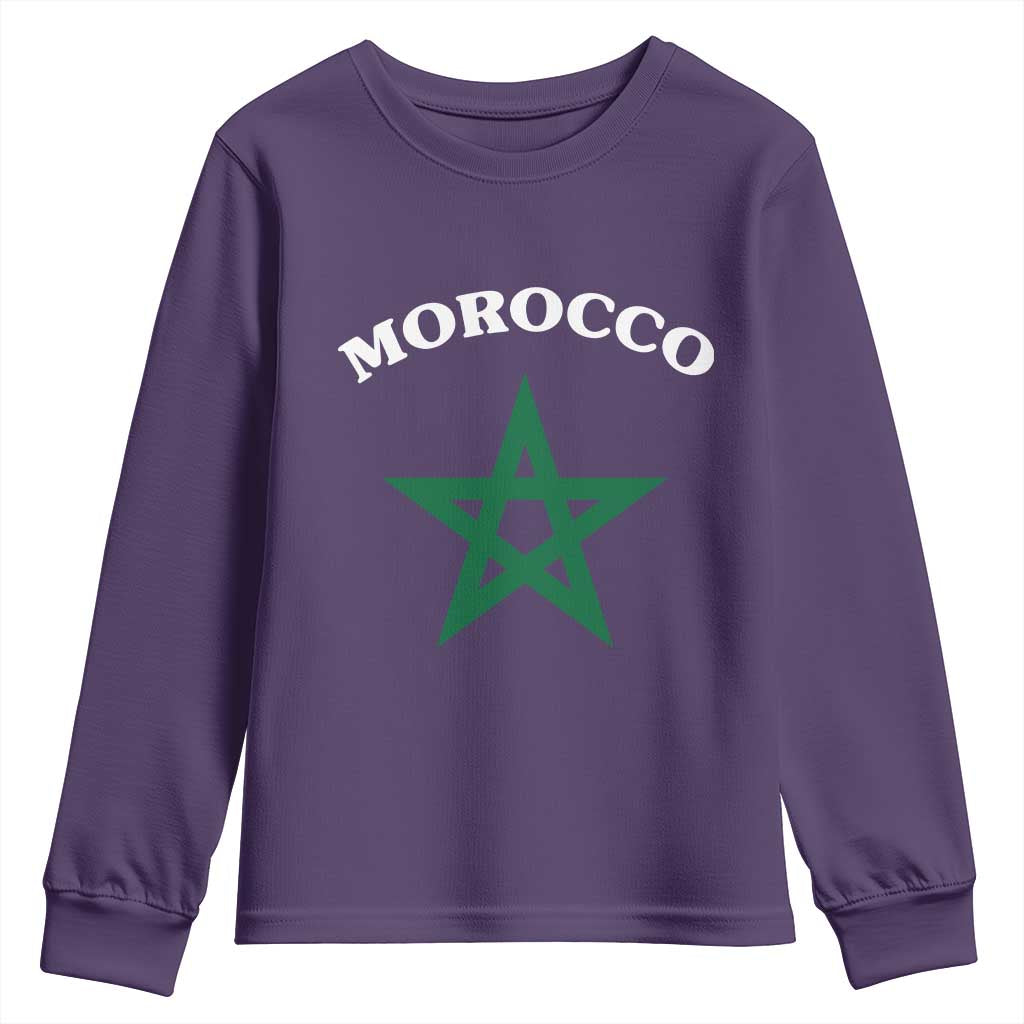Morocco Pride Flag Star Youth Sweatshirt Patriotic Moroccan Heritage Souvenir TS02 Purple Print Your Wear