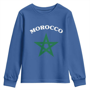 Morocco Pride Flag Star Youth Sweatshirt Patriotic Moroccan Heritage Souvenir TS02 Royal Blue Print Your Wear