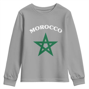Morocco Pride Flag Star Youth Sweatshirt Patriotic Moroccan Heritage Souvenir TS02 Sport Gray Print Your Wear