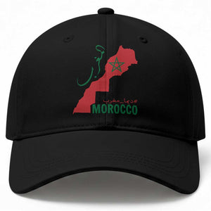 Morocco Map Dima Maghrib with Arabic Calligraphy Baseball Cap Maghreb Traditional Moroccan Roots Graphic TS02 Print Your Wear