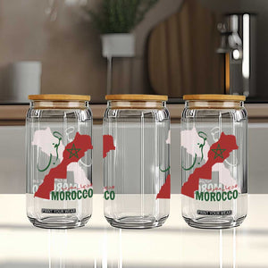 Morocco Map Dima Maghrib with Arabic Calligraphy Glass Can Maghreb Traditional Moroccan Roots Graphic TS02 Print Your Wear