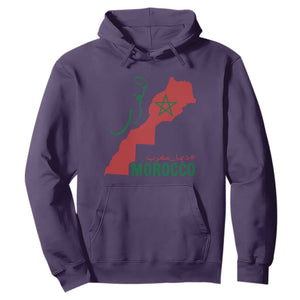 Morocco Map Dima Maghrib with Arabic Calligraphy Hoodie Maghreb Traditional Moroccan Roots Graphic TS02 Purple Print Your Wear