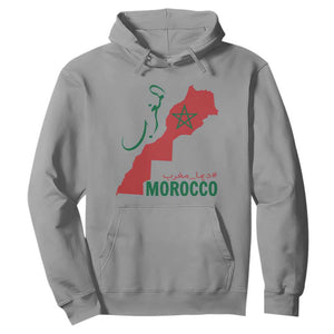 Morocco Map Dima Maghrib with Arabic Calligraphy Hoodie Maghreb Traditional Moroccan Roots Graphic TS02 Sport Gray Print Your Wear