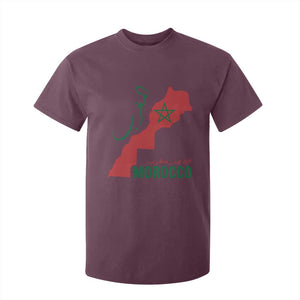 Morocco Map Dima Maghrib with Arabic Calligraphy T Shirt For Kid Maghreb Traditional Moroccan Roots Graphic TS02 Maroon Print Your Wear