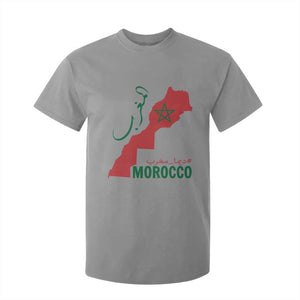 Morocco Map Dima Maghrib with Arabic Calligraphy T Shirt For Kid Maghreb Traditional Moroccan Roots Graphic TS02 Sport Gray Print Your Wear
