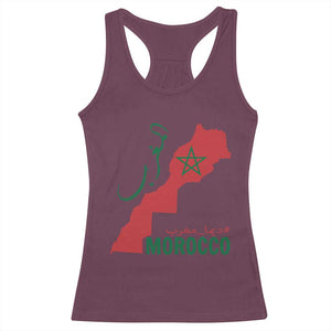 Morocco Map Dima Maghrib with Arabic Calligraphy Racerback Tank Top Maghreb Traditional Moroccan Roots Graphic TS02 Maroon Print Your Wear