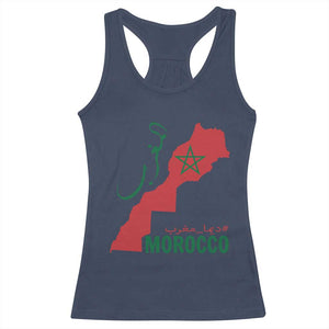 Morocco Map Dima Maghrib with Arabic Calligraphy Racerback Tank Top Maghreb Traditional Moroccan Roots Graphic TS02 Navy Print Your Wear