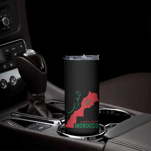 Morocco Map Dima Maghrib with Arabic Calligraphy Skinny Tumbler Maghreb Traditional Moroccan Roots Graphic TS02 Print Your Wear