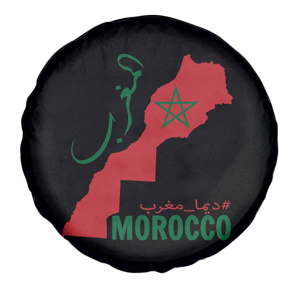 Morocco Map Dima Maghrib with Arabic Calligraphy Spare Tire Cover Maghreb Traditional Moroccan Roots Graphic TS02 Print Your Wear