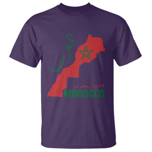 Morocco Map Dima Maghrib with Arabic Calligraphy T Shirt Maghreb Traditional Moroccan Roots Graphic TS02 Purple Print Your Wear
