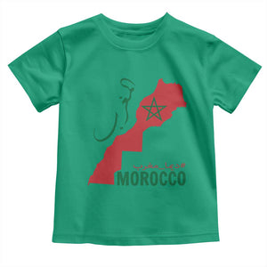 Morocco Map Dima Maghrib with Arabic Calligraphy Toddler T Shirt Maghreb Traditional Moroccan Roots Graphic TS02 Irish Green Print Your Wear
