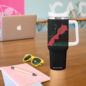 Morocco Map Dima Maghrib with Arabic Calligraphy Tumbler With Handle Maghreb Traditional Moroccan Roots Graphic TS02 Print Your Wear