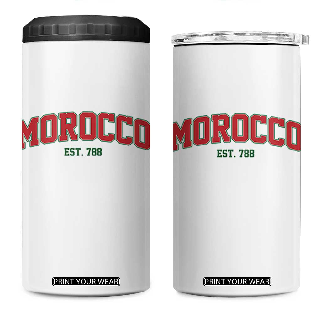 Vintage Morocco Varsity Collegiate Style 4 in 1 Can Cooler Tumbler Established 788 Moroccan History TS02 One Size: 16 oz White Print Your Wear
