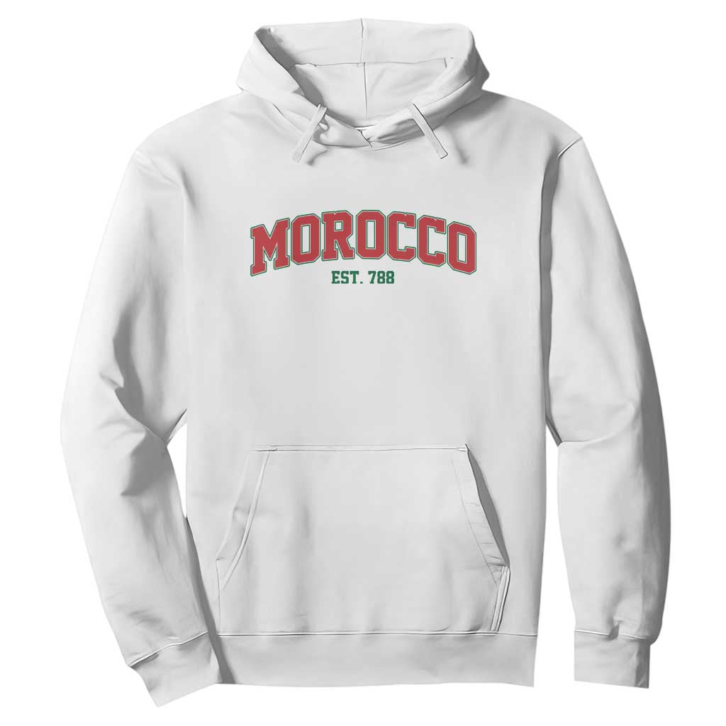 Vintage Morocco Varsity Collegiate Style Hoodie Established 788 Moroccan History TS02 White Print Your Wear