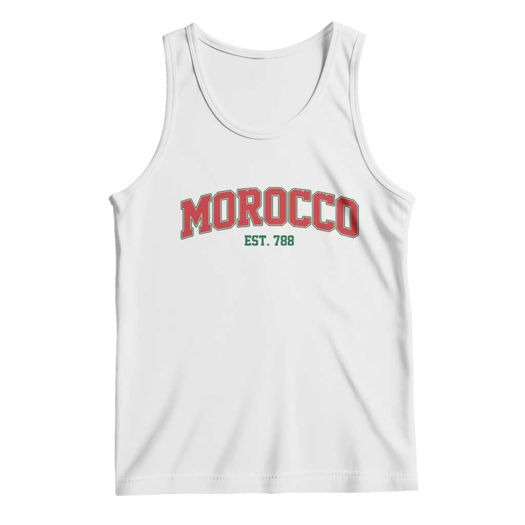 Vintage Morocco Varsity Collegiate Style Tank Top Established 788 Moroccan History TS02 White Print Your Wear