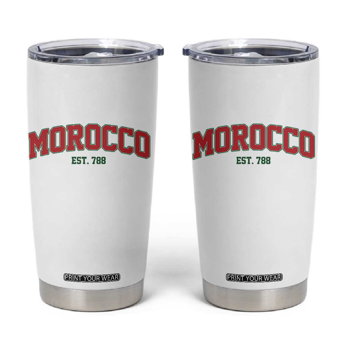 Vintage Morocco Varsity Collegiate Style Tumbler Cup Established 788 Moroccan History TS02 White Print Your Wear
