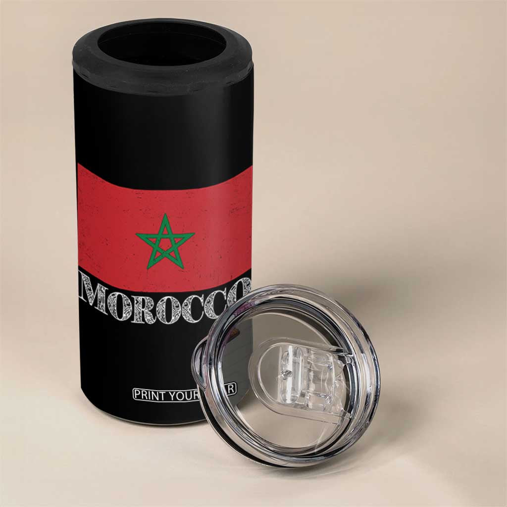 Vintage Morocco Flag 4 in 1 Can Cooler Tumbler Patriotic Moroccan Pride TS02 Print Your Wear