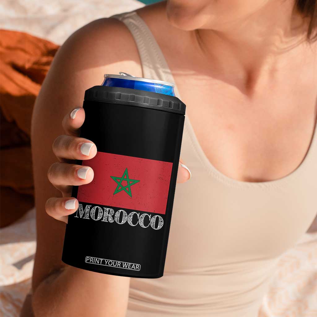 Vintage Morocco Flag 4 in 1 Can Cooler Tumbler Patriotic Moroccan Pride TS02 Print Your Wear