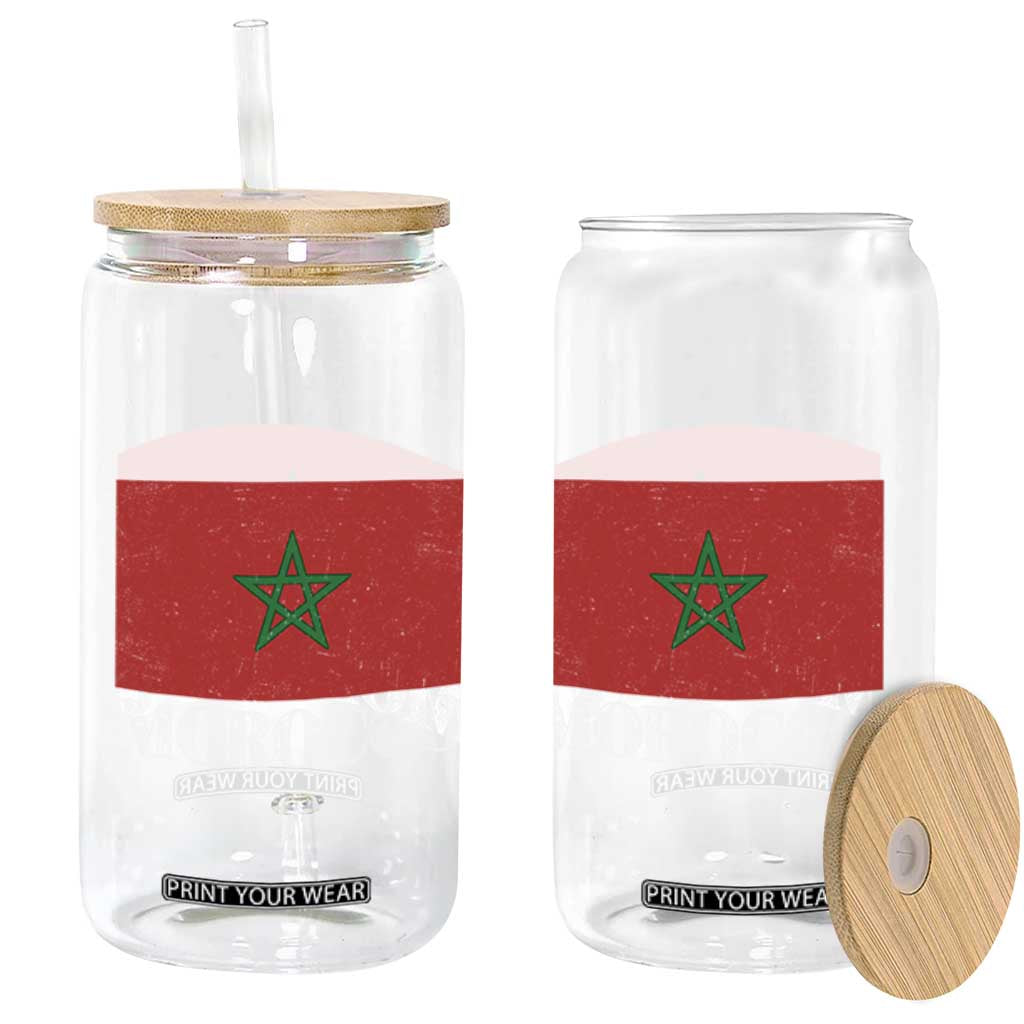 Vintage Morocco Flag Glass Can Patriotic Moroccan Pride TS02 Print Your Wear