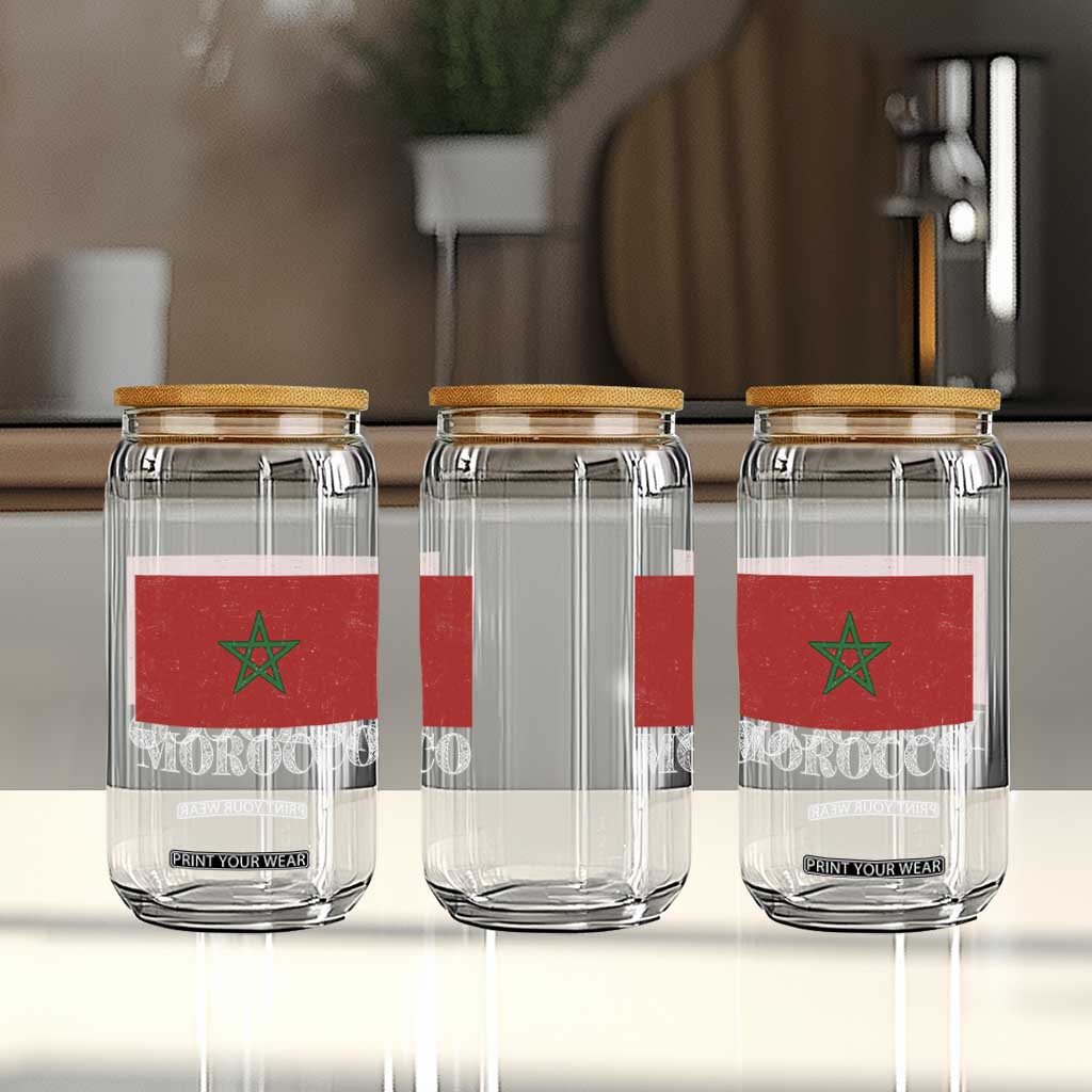 Vintage Morocco Flag Glass Can Patriotic Moroccan Pride TS02 Print Your Wear