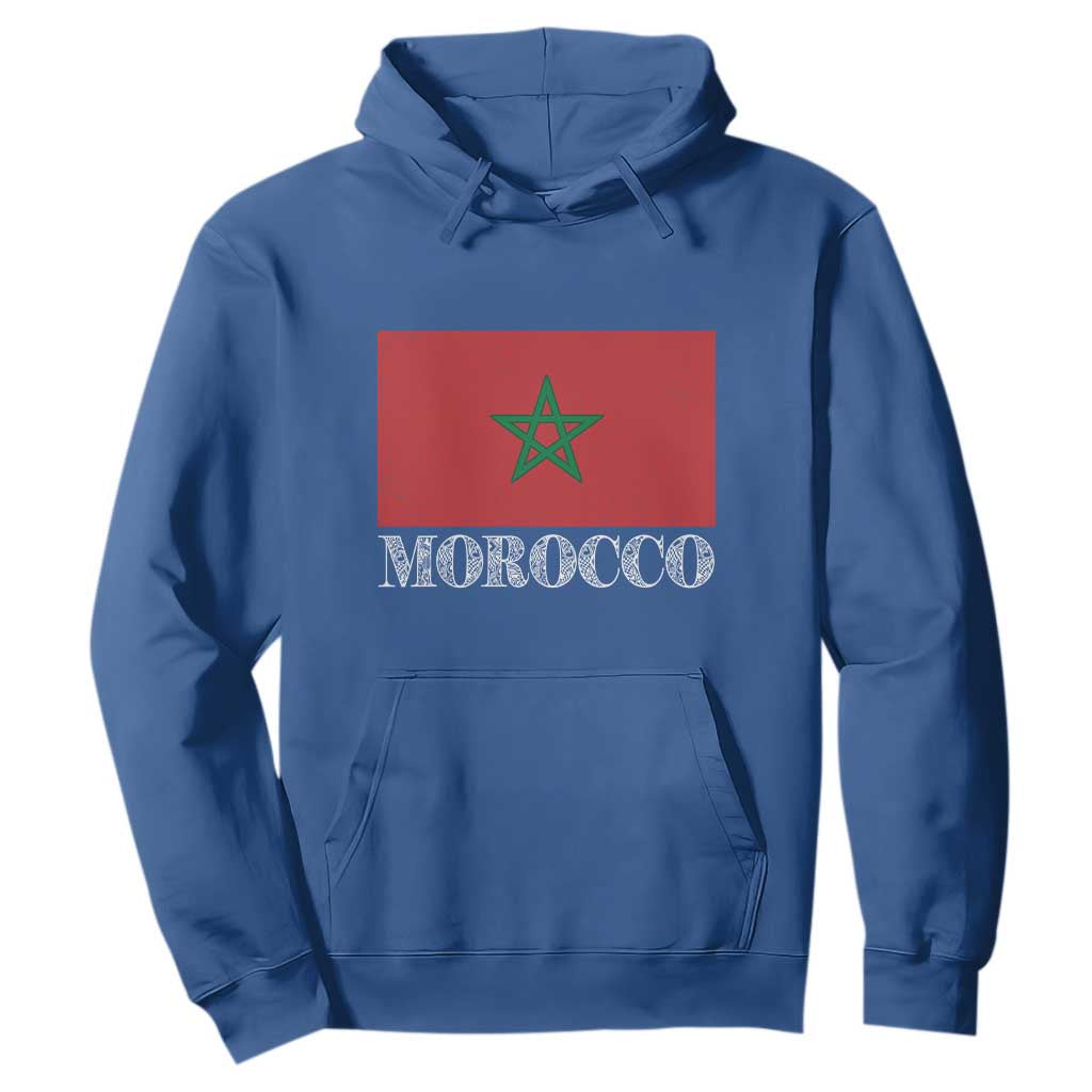Vintage Morocco Flag Hoodie Patriotic Moroccan Pride TS02 Royal Blue Print Your Wear