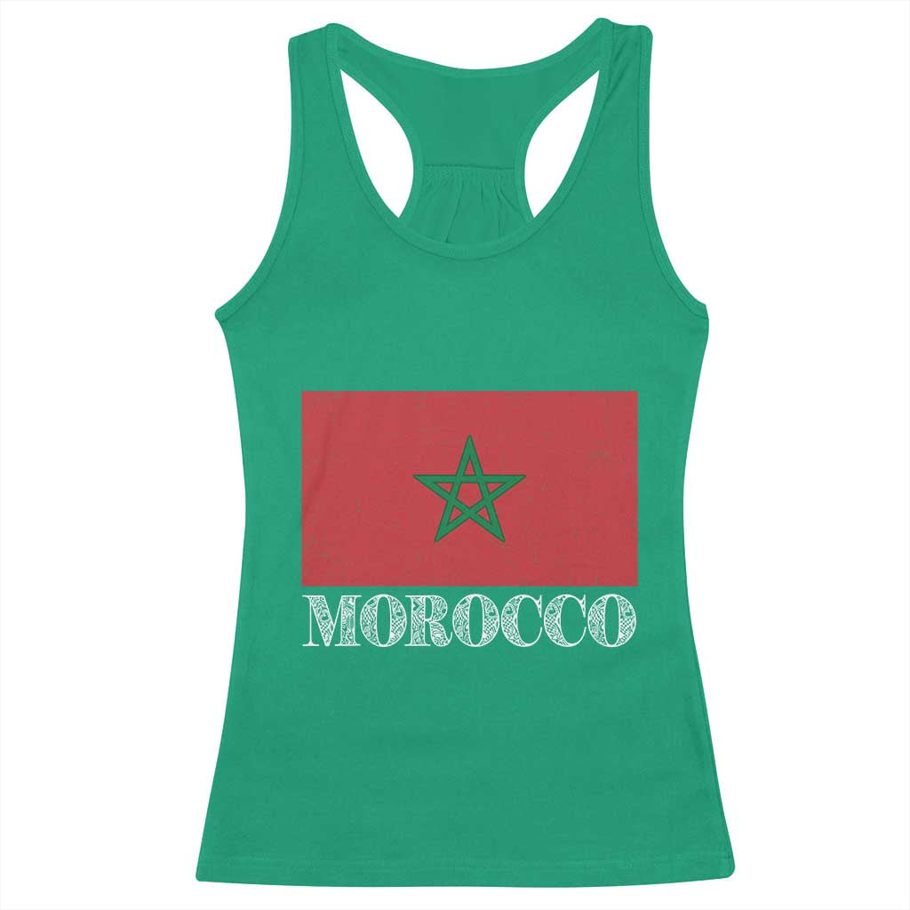 Vintage Morocco Flag Racerback Tank Top Patriotic Moroccan Pride TS02 Irish Green Print Your Wear