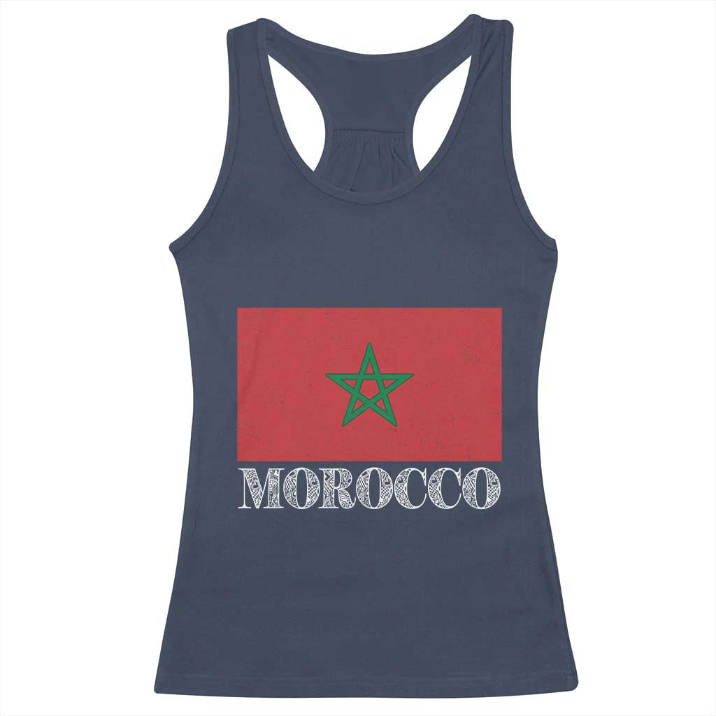 Vintage Morocco Flag Racerback Tank Top Patriotic Moroccan Pride TS02 Navy Print Your Wear