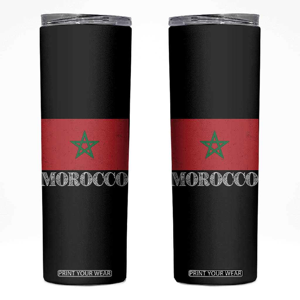 Vintage Morocco Flag Skinny Tumbler Patriotic Moroccan Pride TS02 Black Print Your Wear