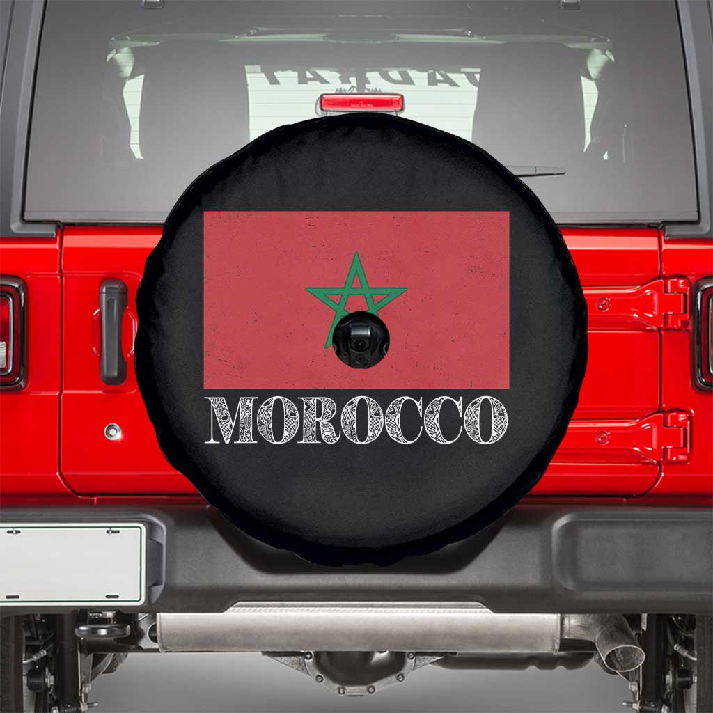 Vintage Morocco Flag Spare Tire Cover Patriotic Moroccan Pride TS02 Black Print Your Wear